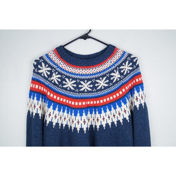 American Eagle Men's Fair Isle Sweater Cotton Wool Blend Christmas Crew Small - Picture 2 of 11